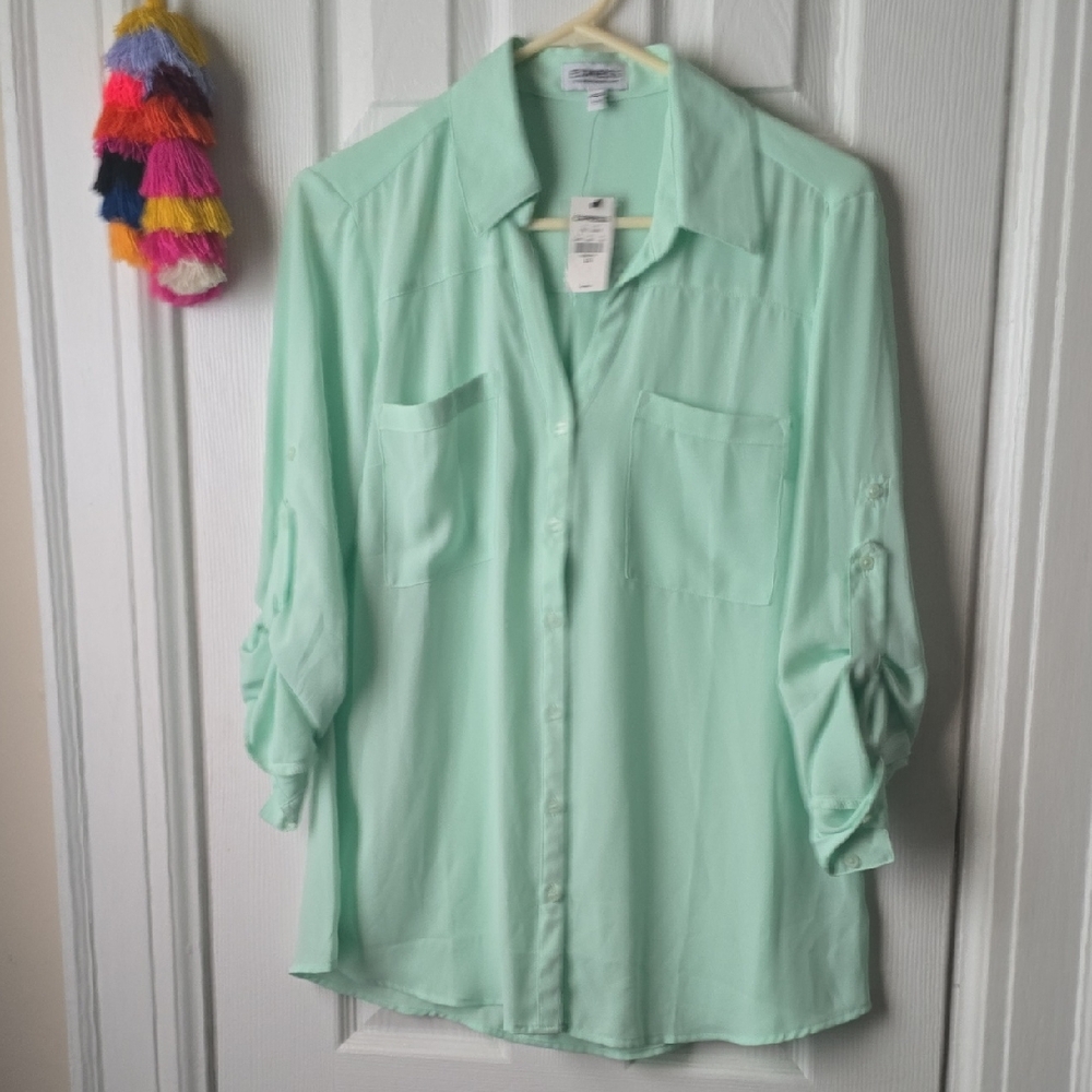 NWT Express PORTOFINO BLOUSE Light MINT Green